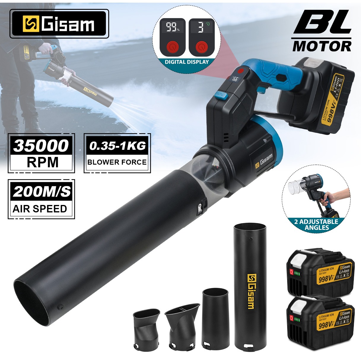 GΣ 35000 U/min bürstenlose elektrische Turbogebläse, Lüfter, Luftgebläse, Hand-Laubbläser, Staubblasen für Makita 18 V-Batteriestifte