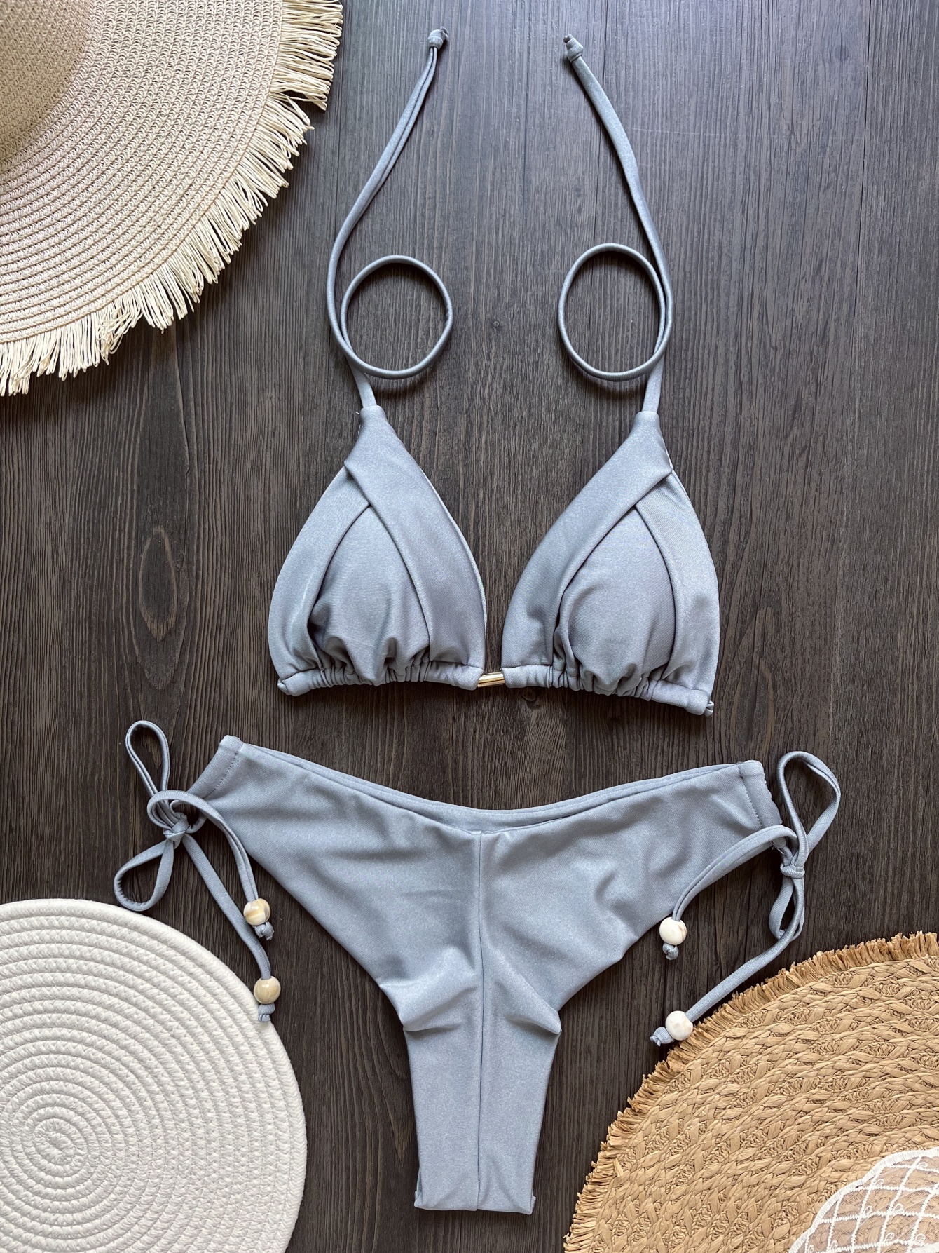 2025 nowy seksowny trójkątny strój kąpielowy dla kobiet brazylijskie bikini stroje kąpielowe typu Halter strój kąpielowy Push Up metalowy łańcuszek bikini na plażę