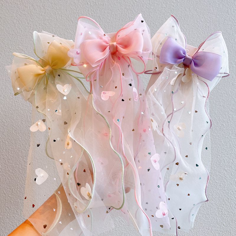Mesh Bow Hair Accessory, Children's Hair Clip, Princess Hair Clip, Girl's Super Fairy Ponytail Headband, Top Clip