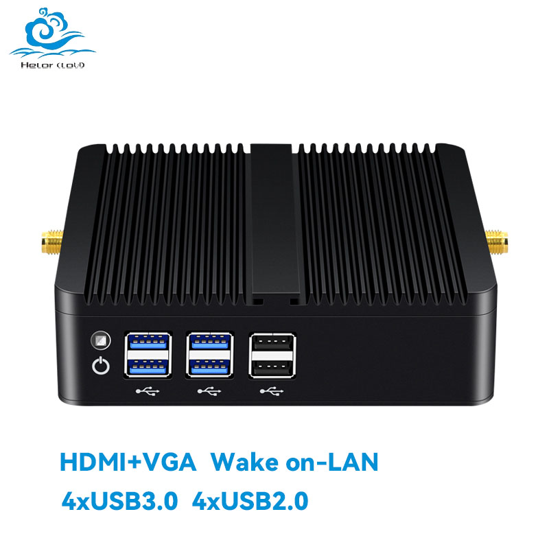Helorpc bezwentylatorowy przemysłowy minikomputer Inter Core i3/i5/i7 procesor z 4xUSB3.0 4xUSB2.0 HDMI VGA obsługa komputera WIN10 LINUX