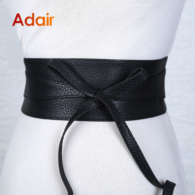 Cinturón de mujer a la moda para vestido, cinturones anchos con lazo de cuero, abrigo, corsé de diseñador, marca de lujo, cinturón de Color sólido DT007