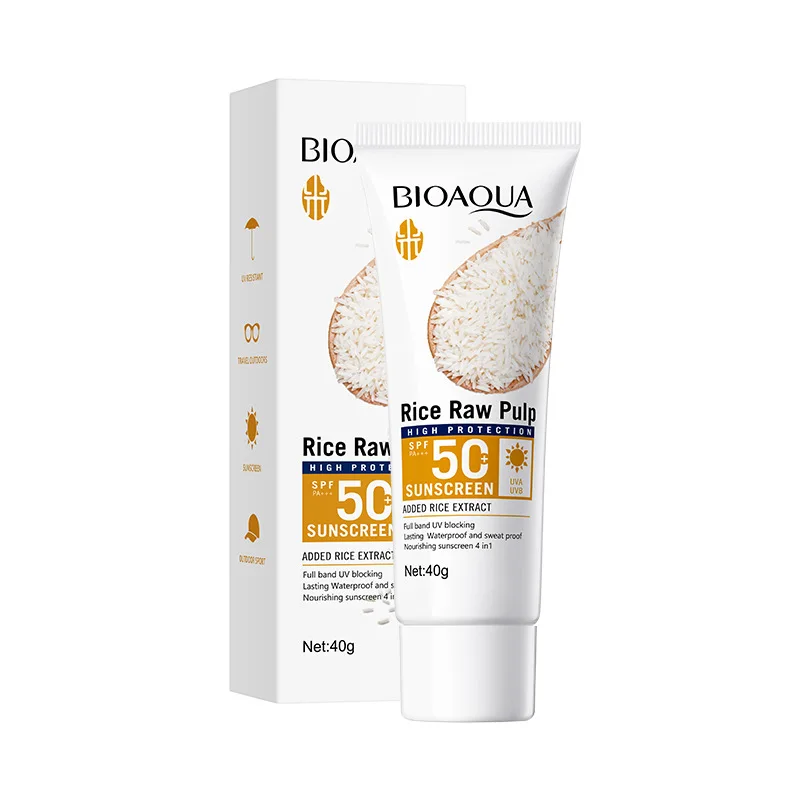 BIOAQUA рисовая сырая целлюлоза Spf 50 + солнцезащитный крем для лица, тела, шеи, спины, защита от солнца, Осветляющий крем для лица, солнцезащитный крем для ухода за телом