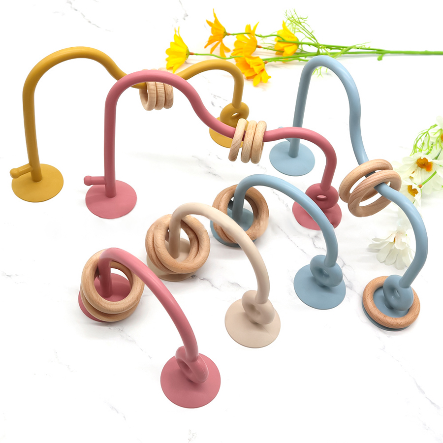 Para bebê recém-nascido anel de madeira macio silicone mordedor brinquedo infantil dentição mascar brinquedo acessórios do bebê itens frete grátis