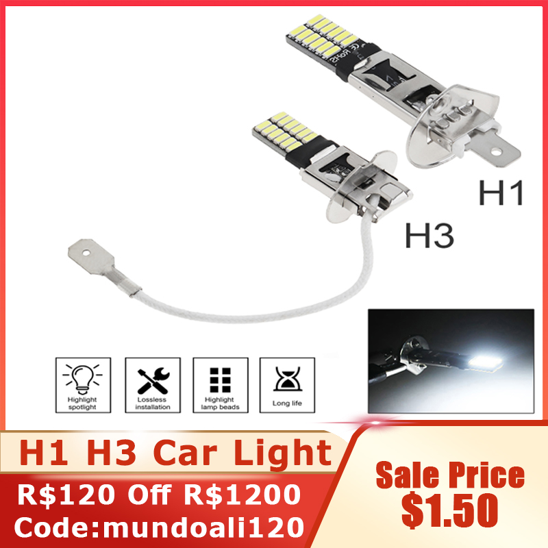 MoveFlash-bombilla LED antiniebla para coche, Faro de 12V, H1, H3, 5W, Canbus, 4014, 24SMD, 1 unidad