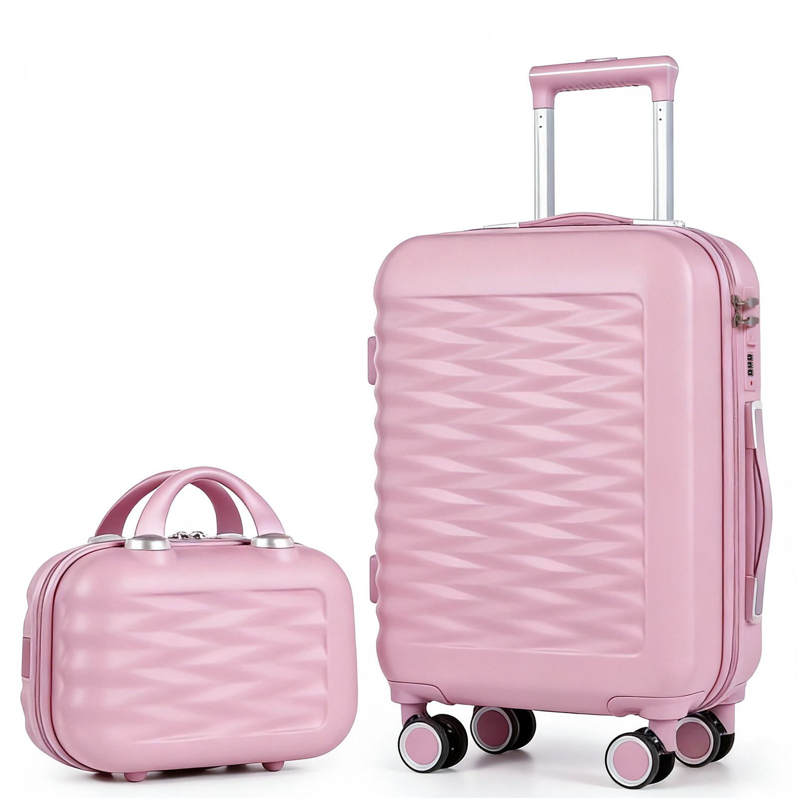 Conjunto de Malas de Viagem de 2 Peças, Malas de Mão Pequenas de 20 Polegadas com Estojo de Beleza, Leves, em ABS+PC, com Estrutura Rígida
