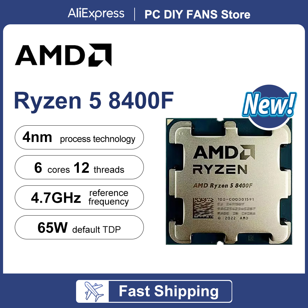 AMD Ryzen 5デスクトッププロセッサ,r5 8400f,6コア,12スレッド,4.2GHz,am5ソケット,CPU,新規