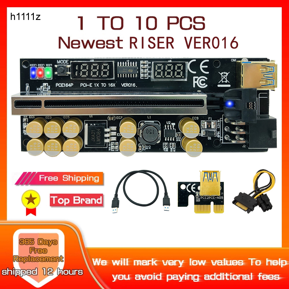 1-10PCS PCIE Riser für Video Karte Riser 016 USB 3,0 Spannung Temperatur GPU Riser PCI Express X16 extender 6Pin Power für Bergbau
