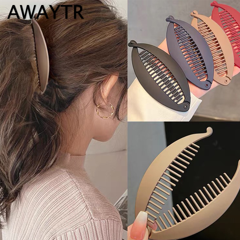 Awaytr 1 peça grampos de garra de cabelo em forma de peixe suporte de rabo de cavalo joias de cabelo presilhas de banana acessórios de cabelo para mulheres braçadeira