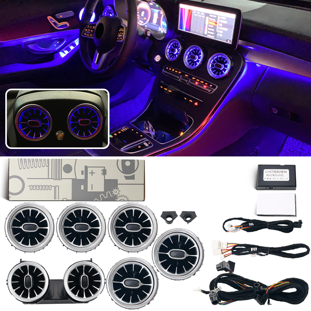 For Mercedes Benz GLC W205/206 C-Class X253 W213 E-Class W222 S-Class W117/156 Air Vents Turbine Nozzle Decorative Ambient Light