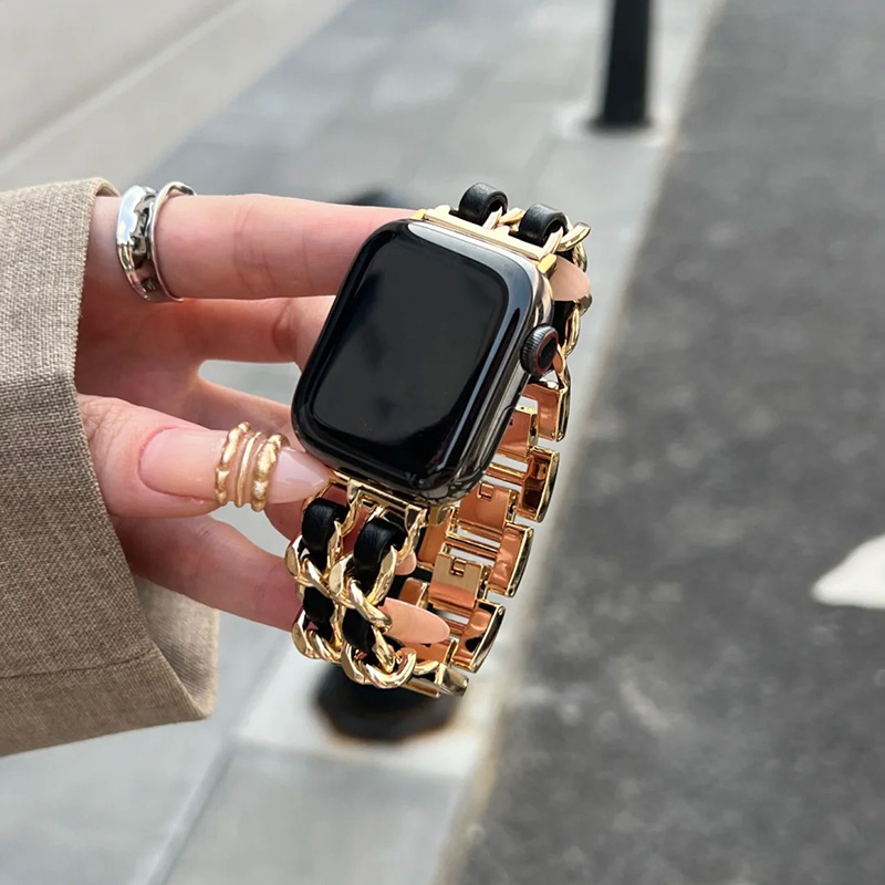 Женский металлический ремешок для Apple Watch Band 10 9 8 Ultra 46 мм 42 мм 49 мм 7 SE 6 5 41 мм 45 мм 44/40 мм Женский браслет из золотой стали