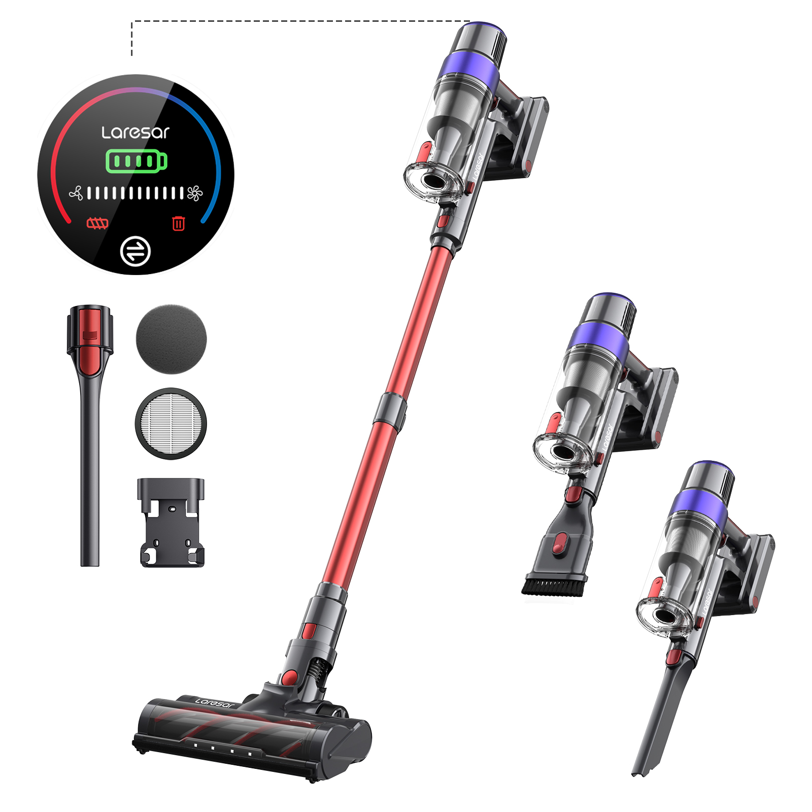 LARESAR V8 48000PA 500W Akku-Staubsauger für Auto, 60 Minuten Haushaltsgeräte, kabellos, abnehmbarer Akku, NEU, bürstenloser Motor