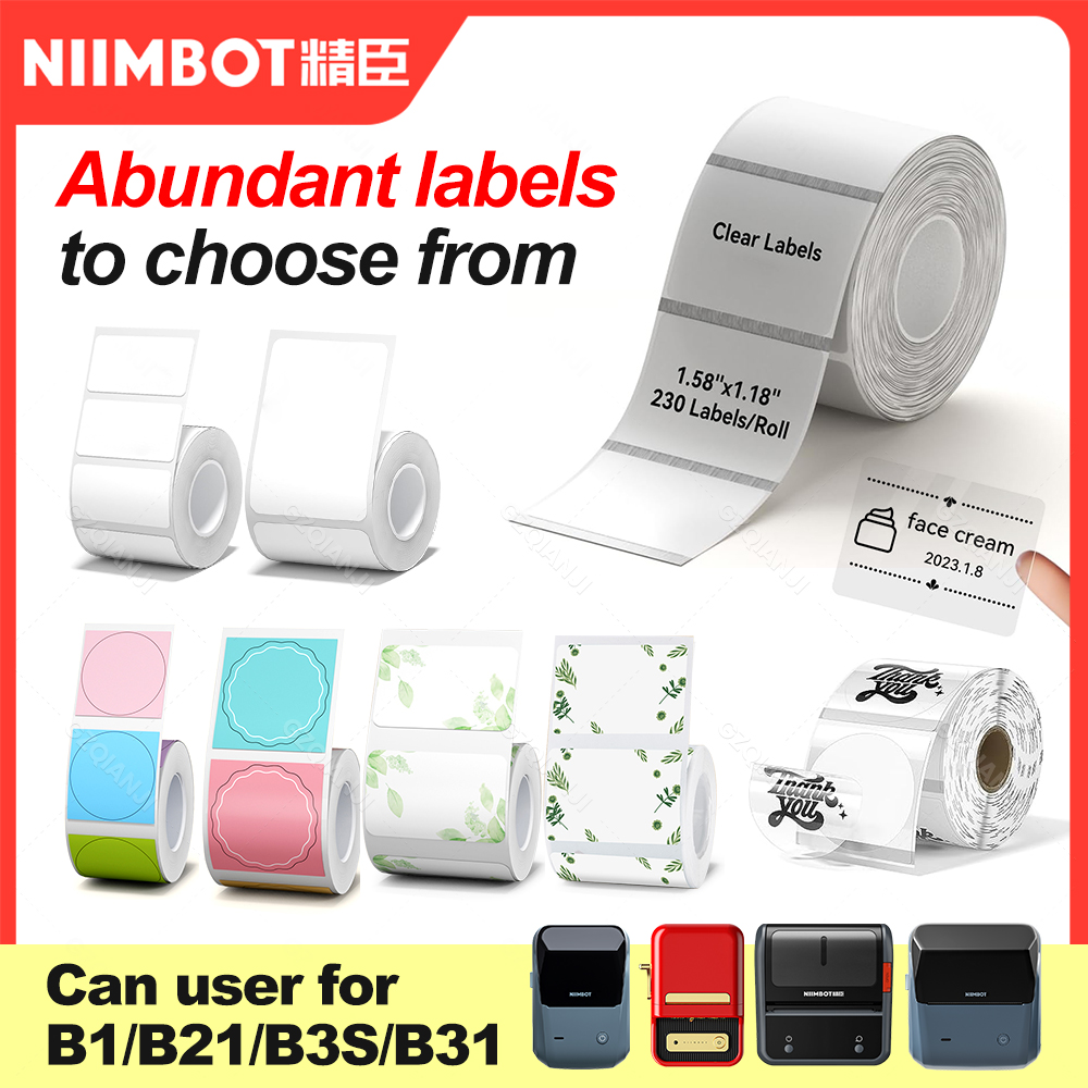 NiiMBOT B21 B1 B3S etiqueta redonda blanca, pegatina de impresión autoadhesiva térmica impermeable, papel adhesivo de sellado de pastel con números digitales