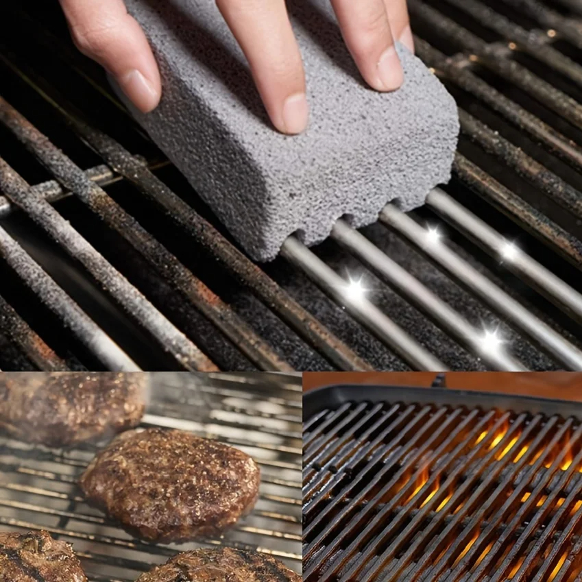 1pc バーベキューグリルクリーニングブラシレンガブロックバーベキュークリーニングストーン軽石レンガバーベキューラック屋外キッチンバーベキューツール