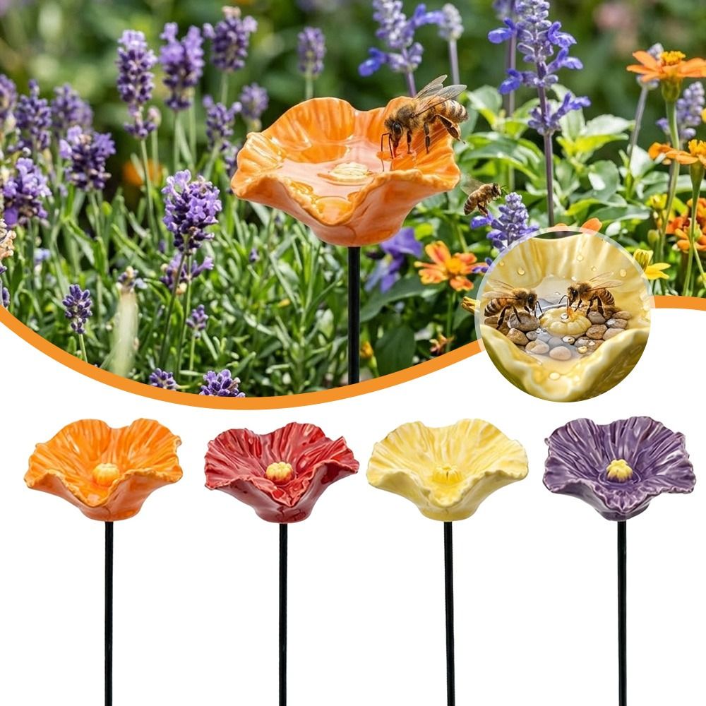 Bebedouro Criativo Portátil para Abelhas em Resina com Suporte de Flor, Estação de Água para Abelhas, Suporte para Banheira de Pássaros, Uso Doméstico