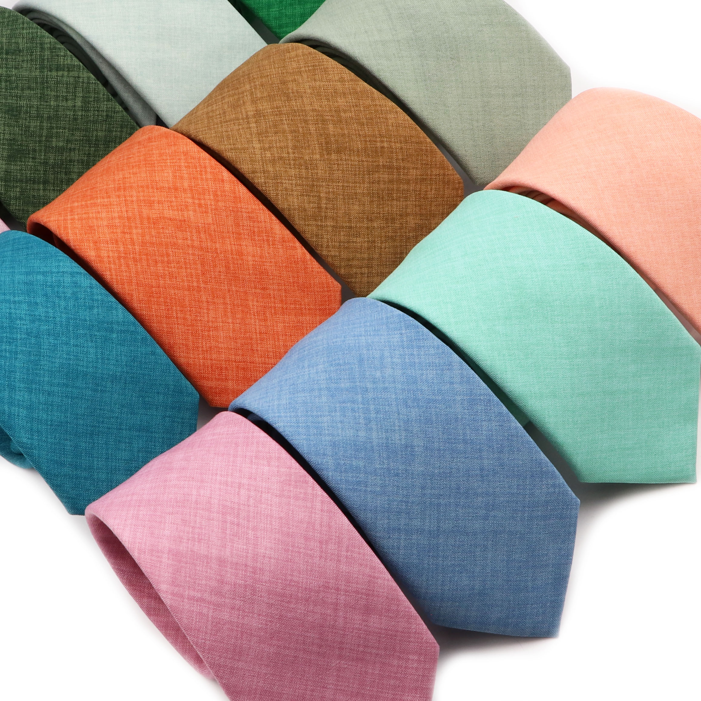 Gravata masculina de algodão artesanal, cor sólida, listrada, gola estreita, fina, rosa, verde sálvia, casual, terno de casamento, acessórios, presente