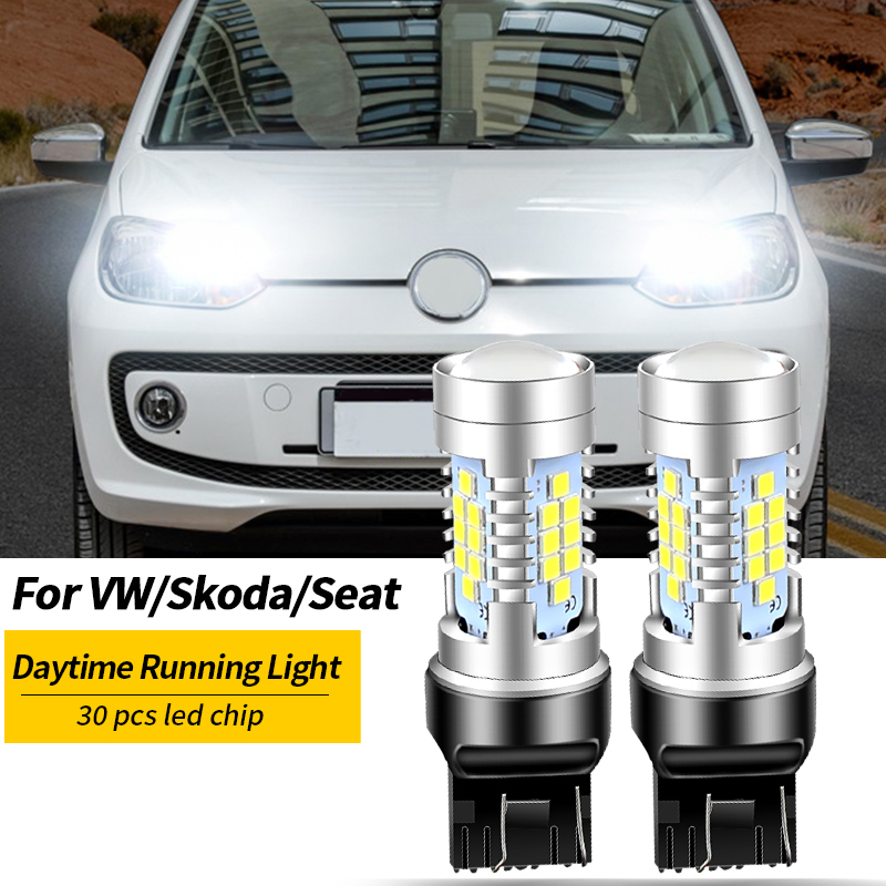 2 pçs led luz de circulação diurna lâmpada drl canbus w21/5w 7443 t20 para vw up e-up caddy mk4 touareg 7p beetle skoda citigo assento mii