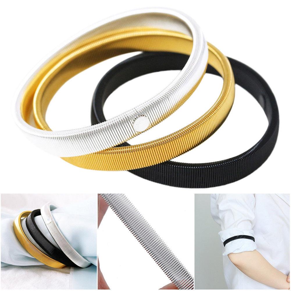 1 peça unissex elástico elástico de metal manga ligas masculino elástico braçadeira camisa manga suporte