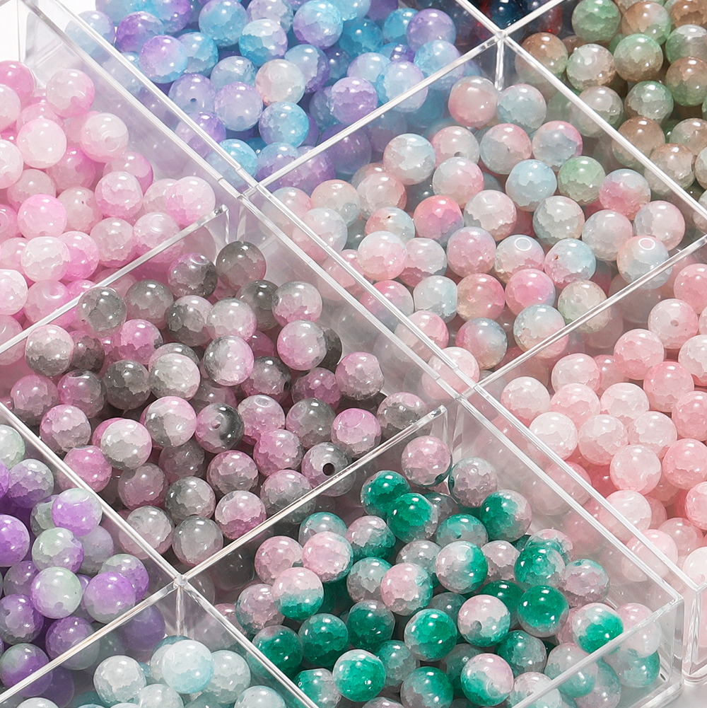 20/50pcs 10mm หยกแก้วแตกลูกปัดหลวม Spacer ลูกปัดสําหรับ DIY สร้อยข้อมือสร้อยคอเครื่องประดับทําอุปกรณ์เสริม
