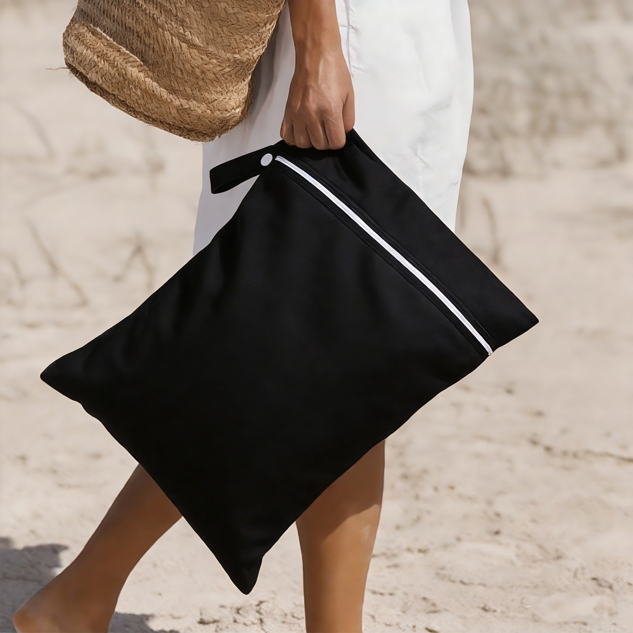 BIAI 2 uds PUL bolsa húmeda impermeable de Color sólido bolsa de pañales reutilizable bolsa de almacenaje de pañuelos sanitarios lavable para trajes de baño ropa húmeda