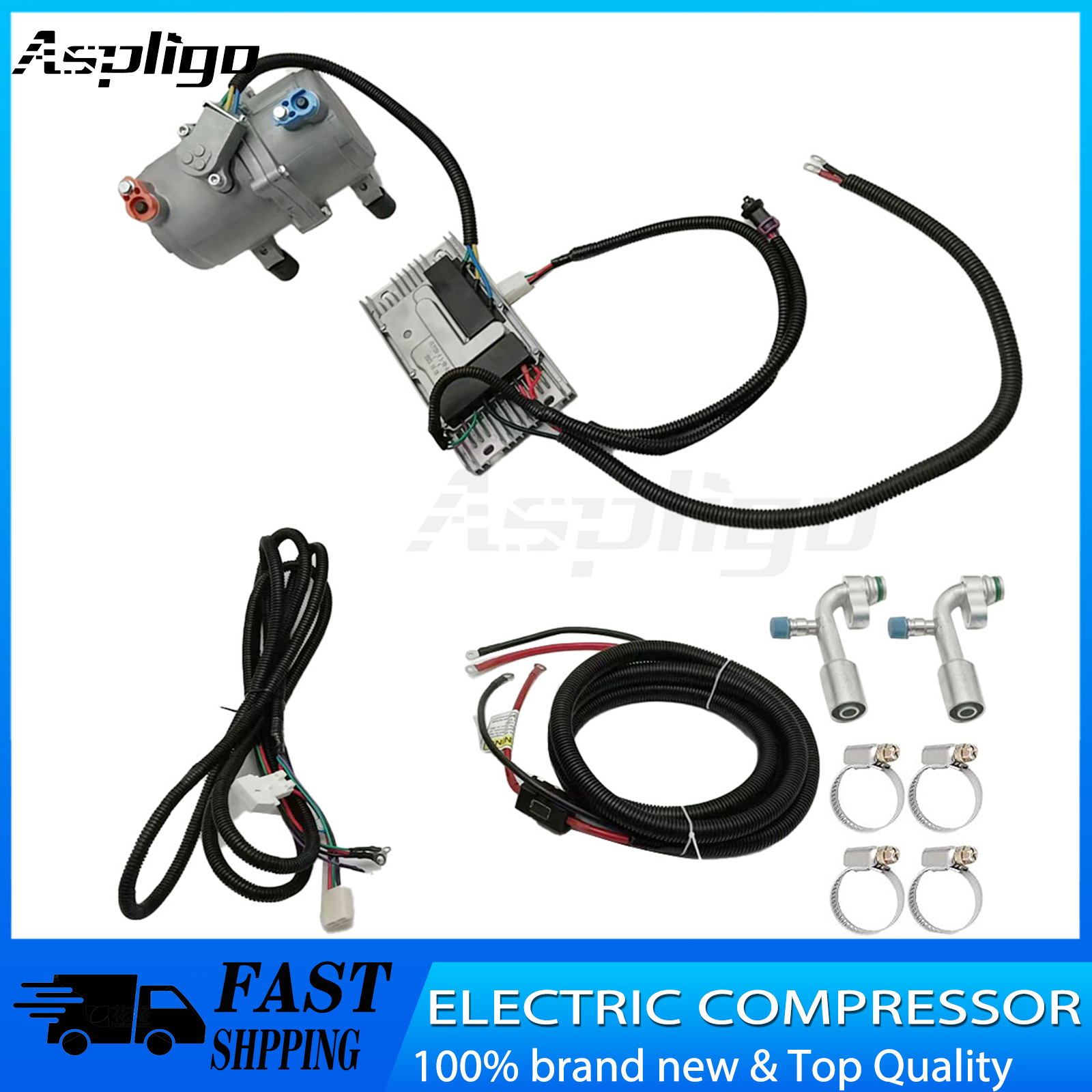 Elektrische airconditioningcompressorset Airconditionercompressor met bedieningspaneel 12V voor auto vrachtwagen bus automotive boot