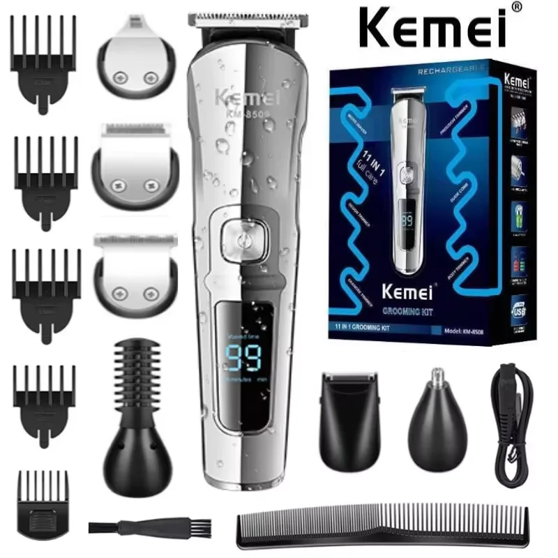 Kemei alat cukur rambut semua dalam satu, untuk Wajah Pria kit perawatan jenggot mesin pencukur rambut listrik tahan air