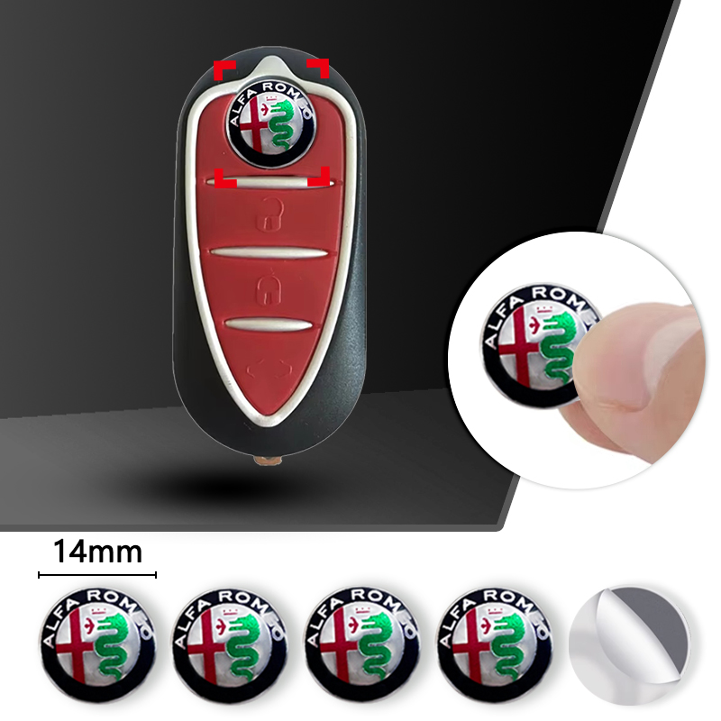 5/10 Uds. Pegatina de carcasa de llave de coche de 14mm, pegatina de mando a distancia para llave de coche, piezas de automóvil para Alfa Romeo Sportiva 156 Stelvio Giulia Giulietta