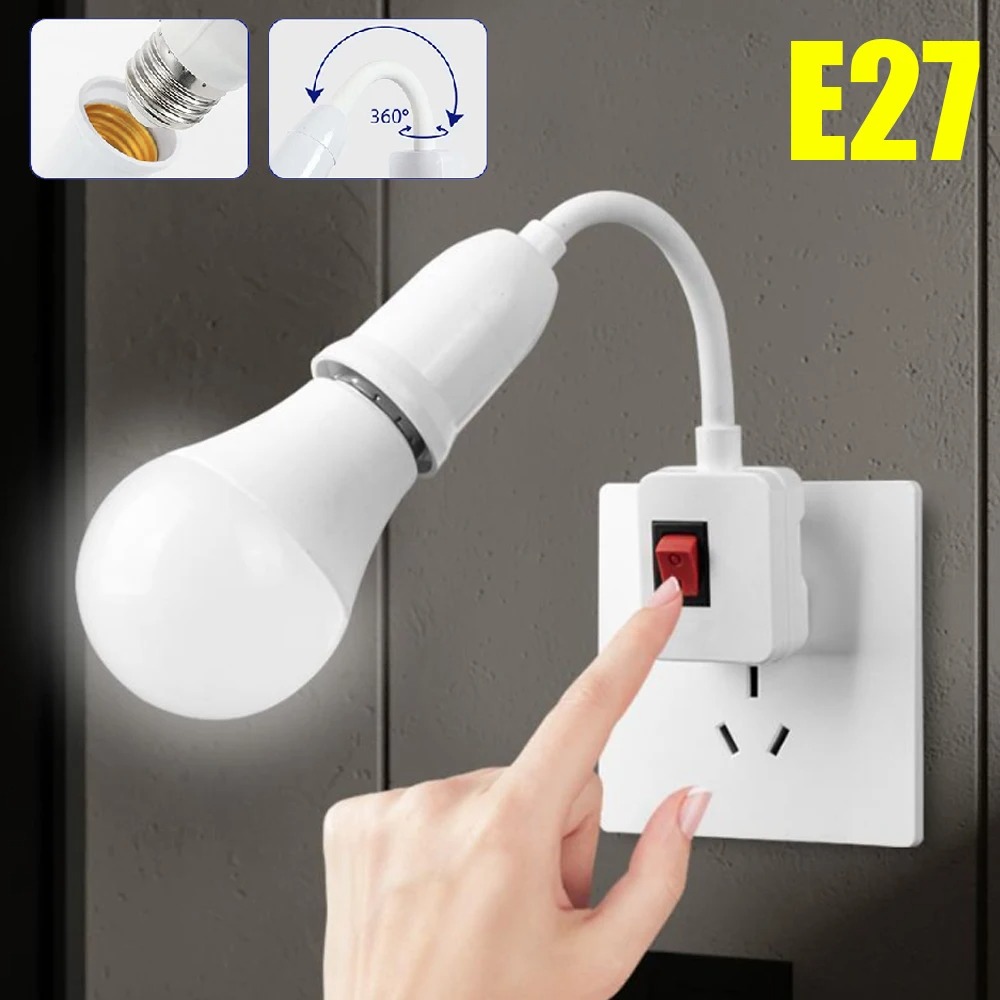 E27 conversor de soquete de cabeça de lâmpada rotativa com interruptor ue/eua plug led base de lâmpada de mesa plug-in direto suporte de lâmpada para lâmpadas led