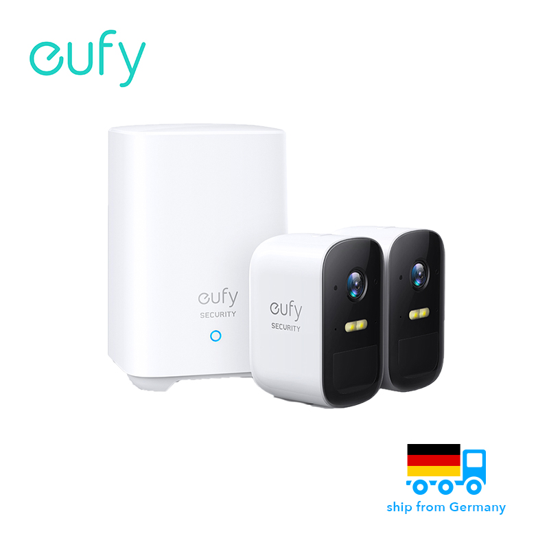 Câmera de segurança doméstica sem fio, eufyCam 2C, duração da bateria de 180 dias, compatibilidade HomeKit, 1080p HD, sem taxa mensal, UE e Reino Unido necessários