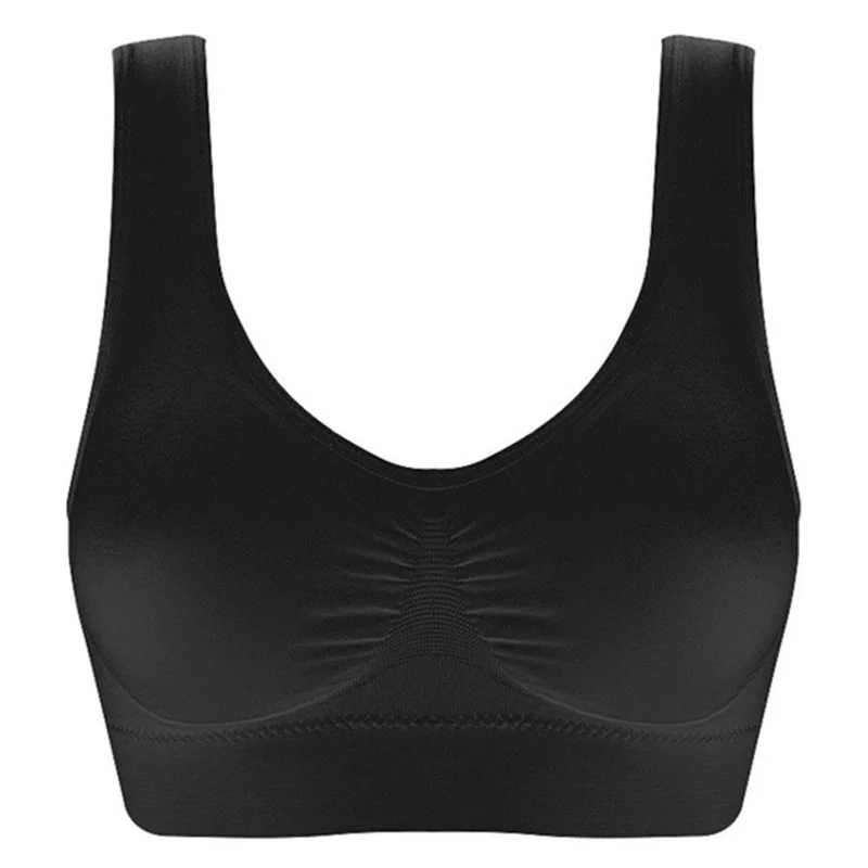 Sutiãs Sem Costura para Mulheres, Camisola, Top Cropped XXL 3XL, Preto, Cor Pura, Esportivo, para Academia, Corrida, Fitness e Yoga