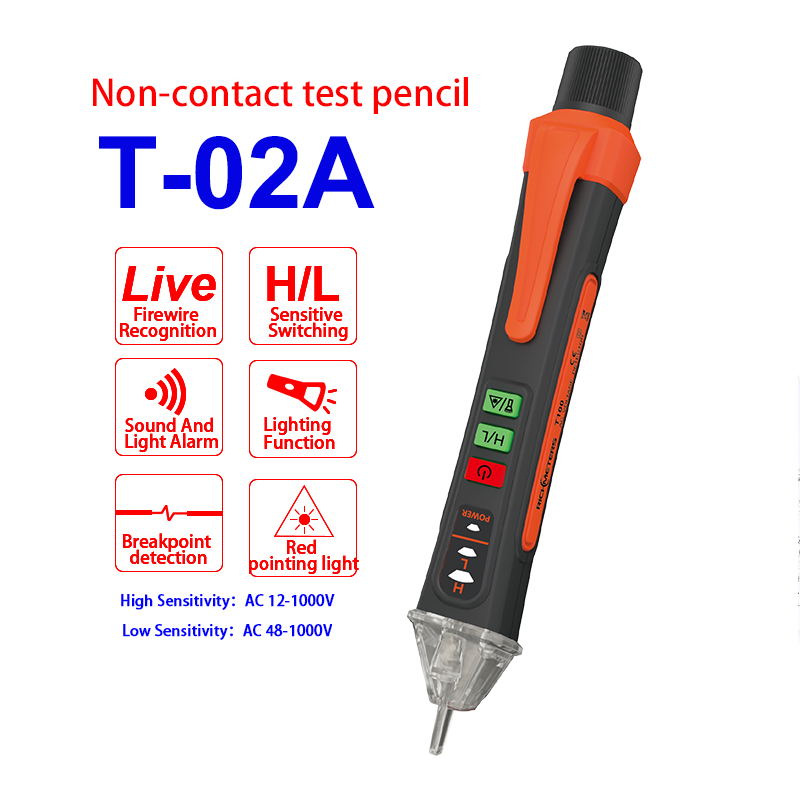 T02A NCV 電圧テスター 12-1000V AC 電圧検出器ペン回路テスター電気インジケータ壁ツール懐中電灯ビープ音