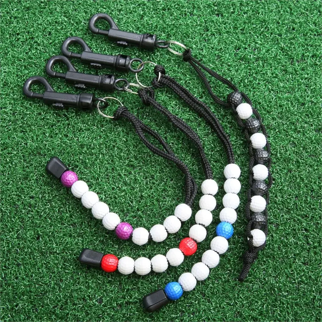 Útil trança de náilon contador de pontuação de golfe com contas de bola de golfe de plástico contador de pontuação esportiva auxiliares de treinamento de golfe