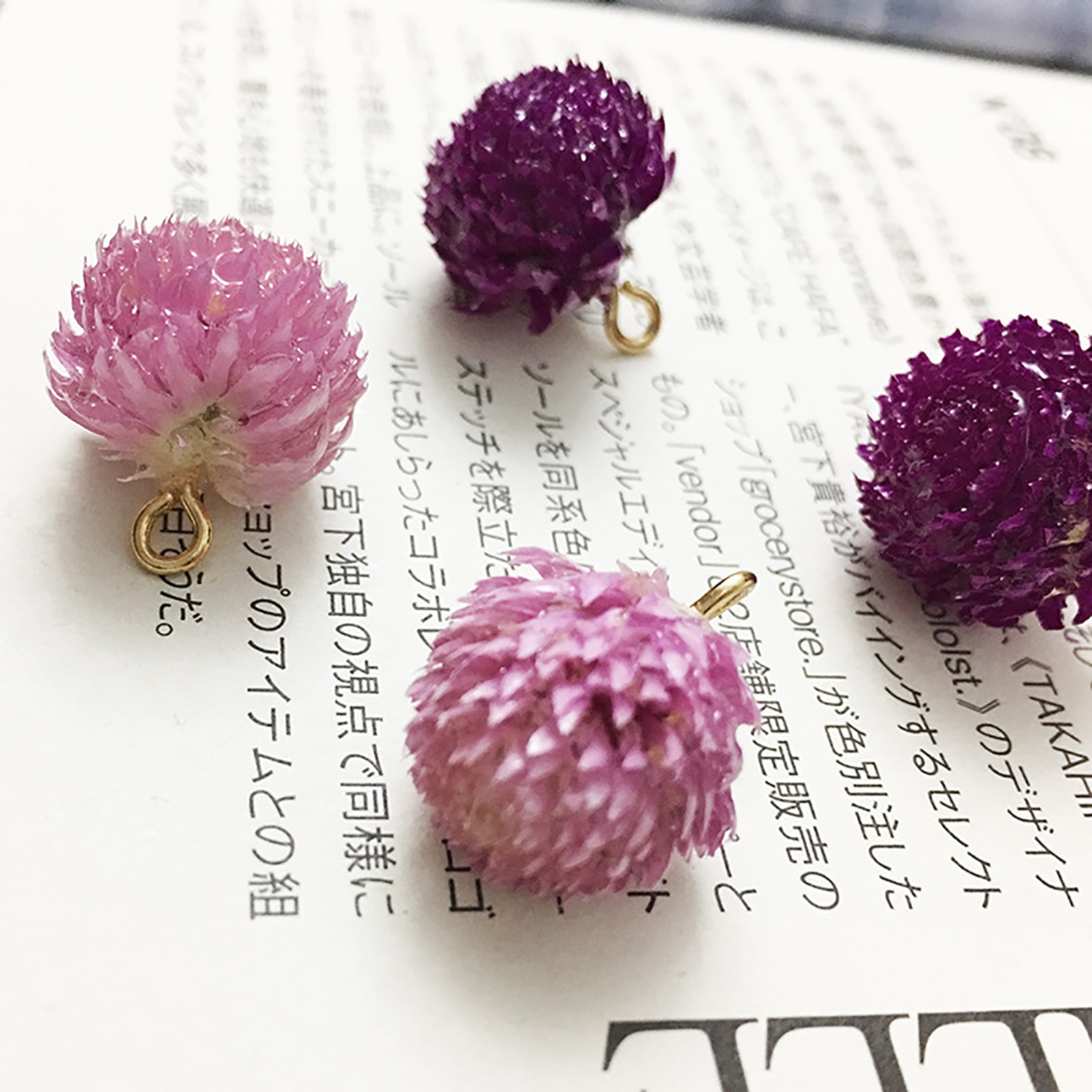 Handmade Real Resina Flor Pingentes, Rosa Roxo Secas Encantos Flor, DIY Brincos Colar, Jóias Fazendo Descobertas