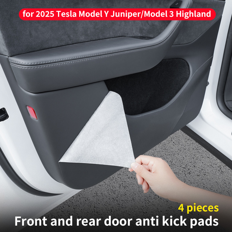 Deurpanelbeschermers voor Tesla Model Y Juniper/6-persoons Tesla Model YL, Model 3 Highland voor- en achterdeur kick pads, 4 stuks