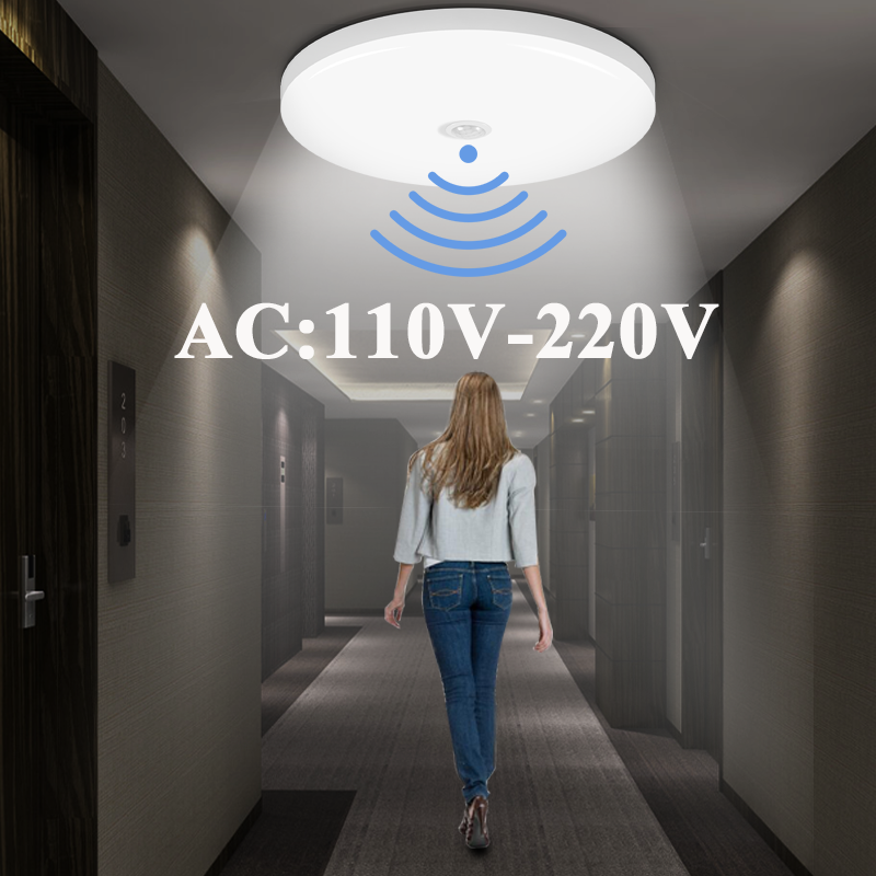 Sensor de movimento conduziu lâmpadas de teto 110v 220v superfície montada pir luz para sala estar painel luzes luminária