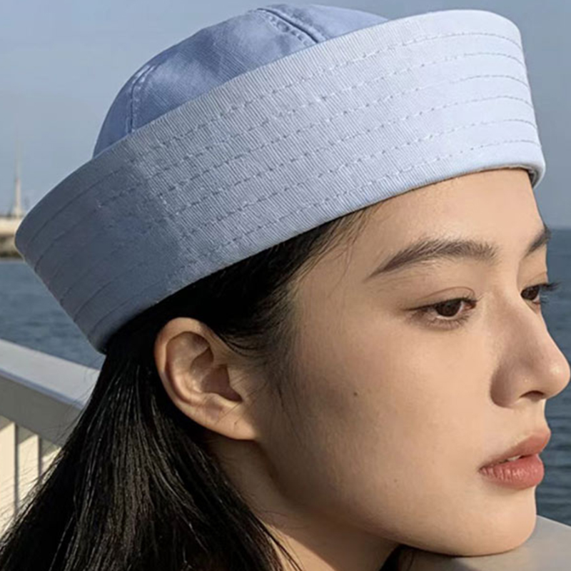 Chapeau marin rayé respirant style coréen, béret octogonal fin et mignon, protection UV unisexe pour l'été en extérieur