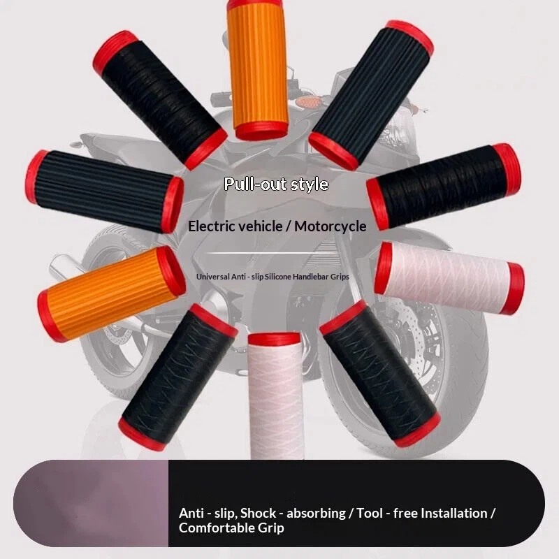 Protector Universal Autoadhesivo Antideslizante para Manillar de Motocicleta, Fundas de Silicona para Empuñaduras de Manillar