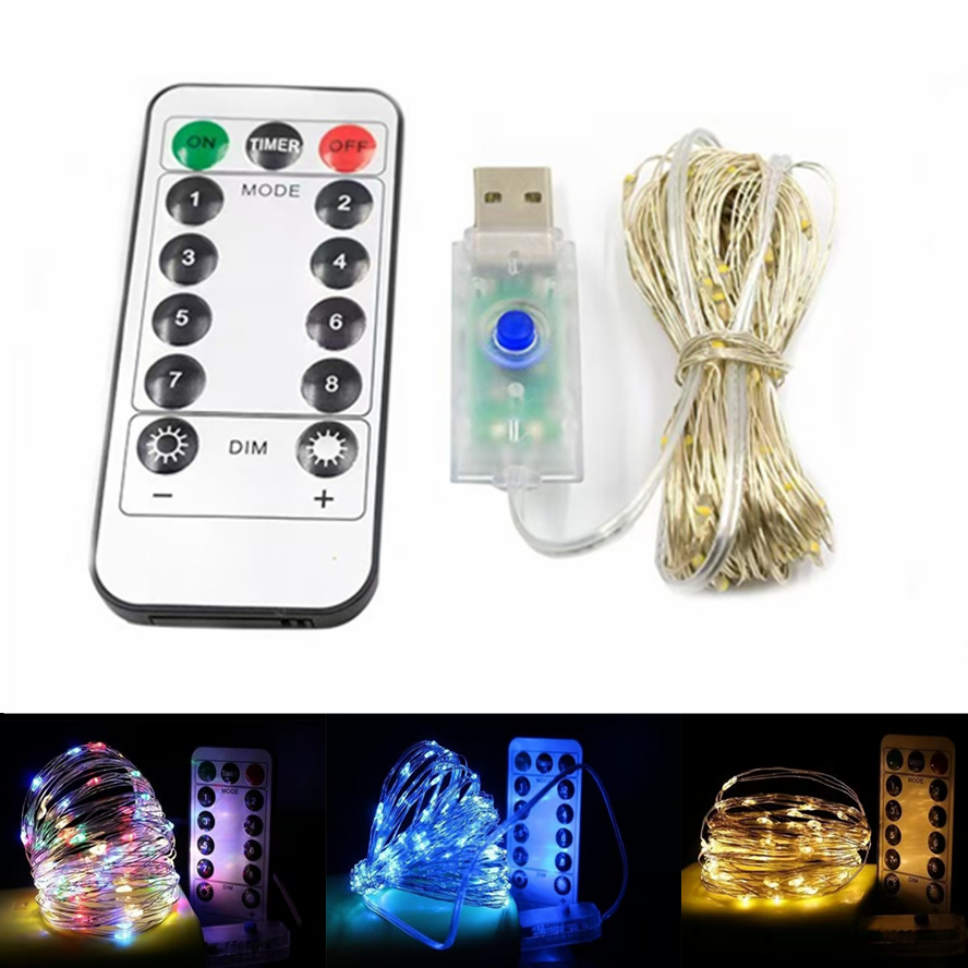 20m 10m télécommande 8 fonctions LED guirlandes lumineuses USB guirlande de noël nouvel an fête de mariage décoration de jardin