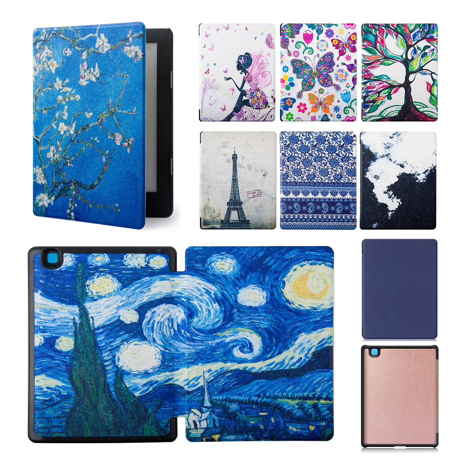 Skórzane etui na czytnik e-booków KOBO AURA H2O EDITION 2 6.8 cala, futerał, cienka okładka, magnetyczne, z funkcją automatycznego budzenia/usypiania, okładka na książkę w formacie e-book.