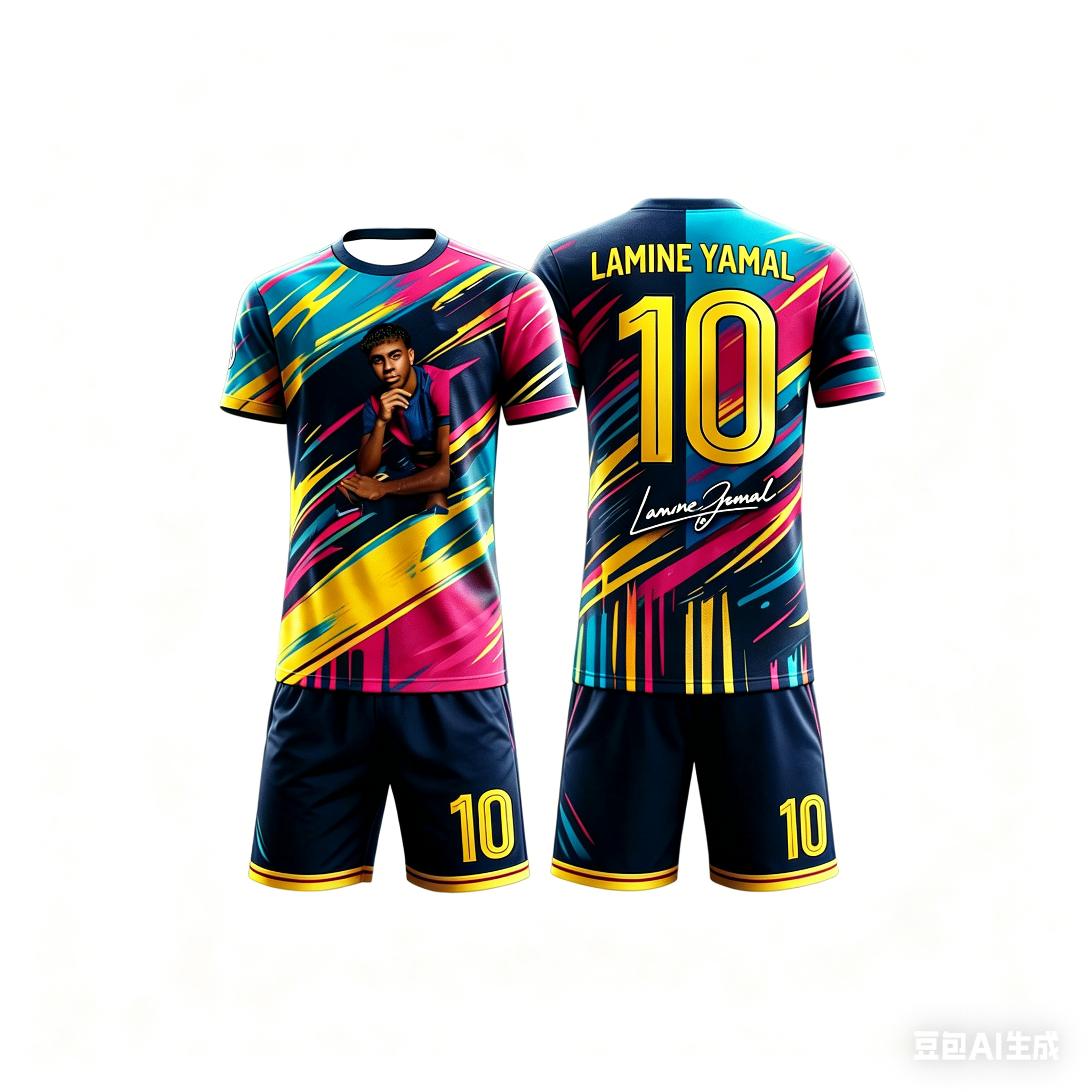 Camiseta y Pantalones Cortos de Fútbol Yamal 10 con Estampado Personalizado para Hombre, Mujer y Niños, Secado Rápido, Transpirable, Ropa de Entrenamiento de Verano para Deportes al Aire Libre