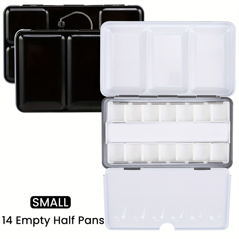 Bandeja de pintura de paleta de aquarela vazia com 14 meias panelas - lata de paleta de aquarela vazia resistente - paleta de aquarela de viagem com tampa