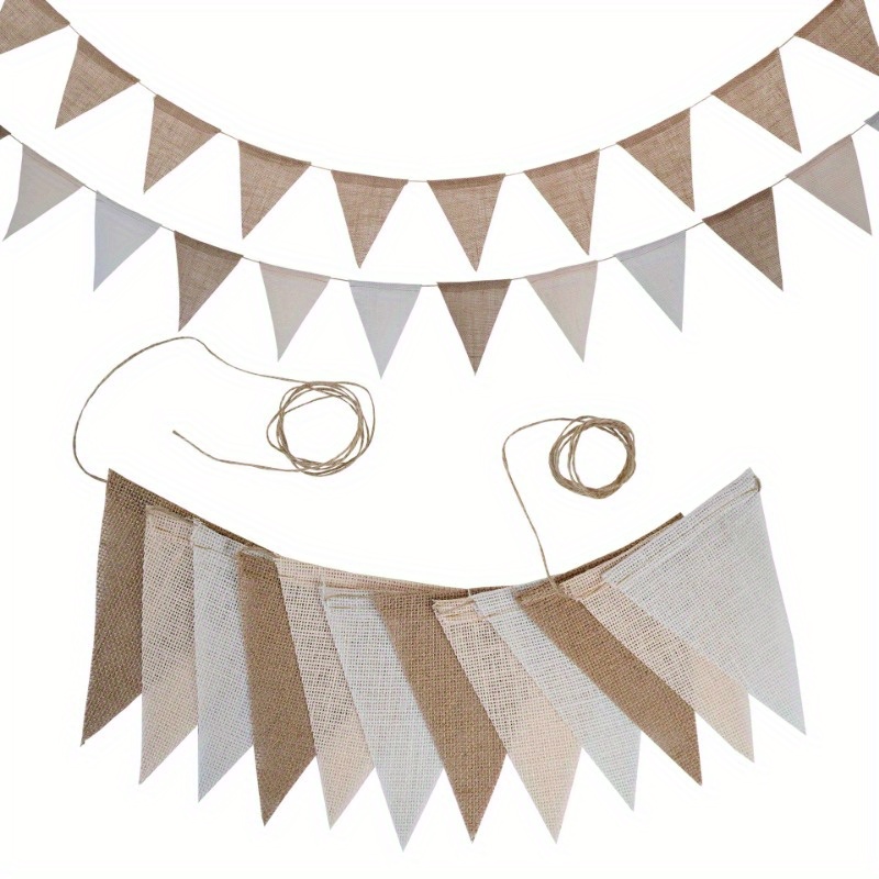 Pancarta de lino para cumpleaños, banderas triangulares multicolores, banderín colgante, decoración, recuerdo de fiesta de cumpleaños