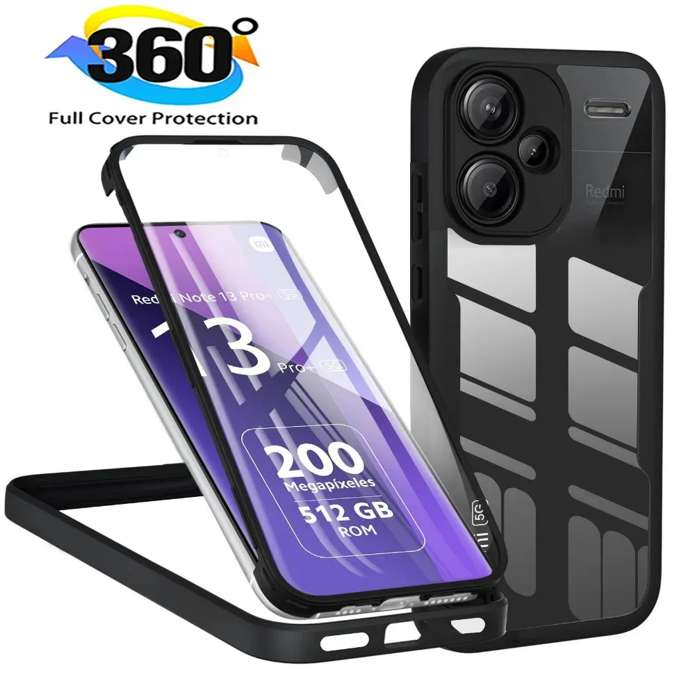 360 Pełne etui ochronne na ekran dla Xiaomi Redmi Note 13 Pro Plus 5G 13 12 12s 11 10 Pro 10s 11s Redmi 10 10C 12 13C Cover