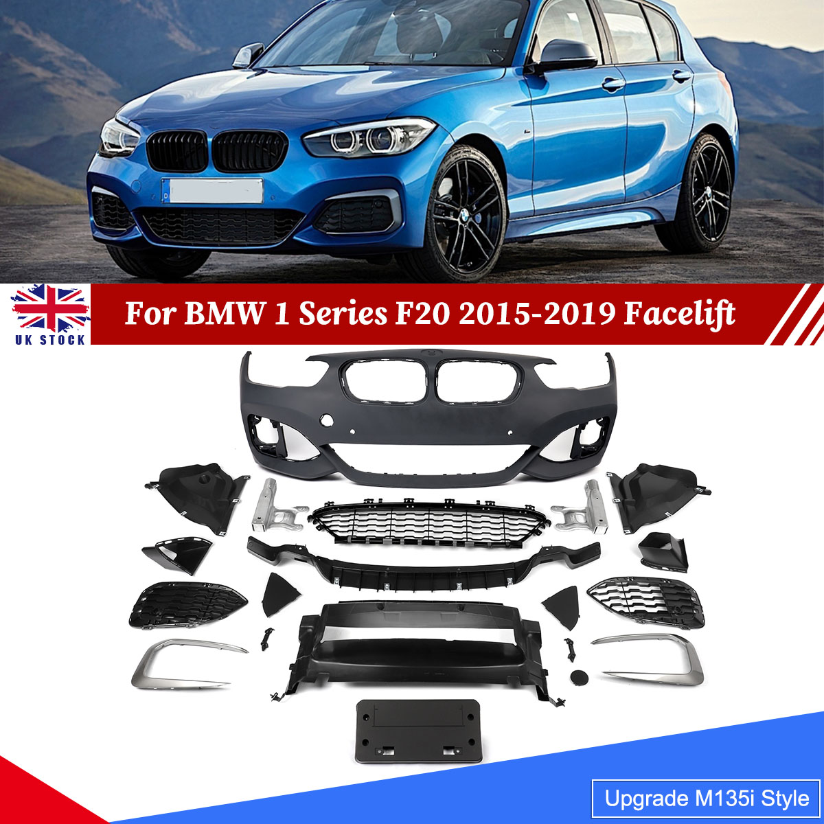 Dla 2015-2019 BMW serii 1 F20 LCI aktualizacja do M135i Style zestawy karoserii zderzaka przedniego