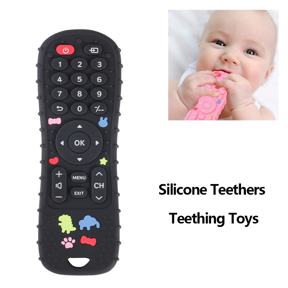 1/4 pçs silicone brinquedos do bebê tv forma de controle remoto mordedor brinquedo bpa livre silicone dentição mascar brinquedo sensorial acessórios do bebê