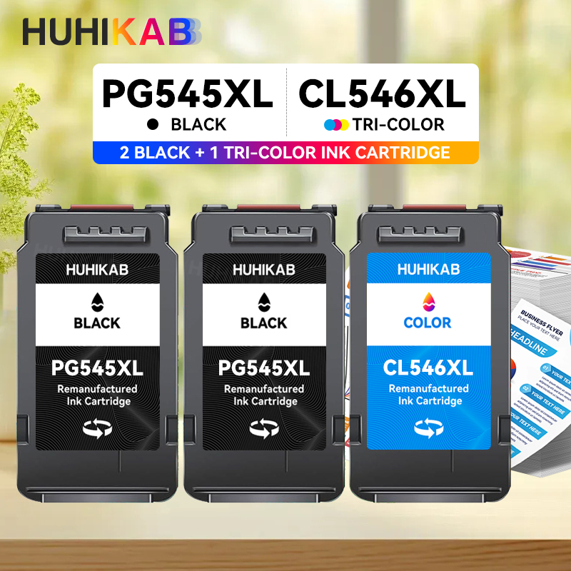 Cartucho de Tinta HUHIKAB PG545 CL546 545XL 546XL Compatible con Impresoras Canon Pixma MG3050 2550 2450 2550S 2950 MX495, Tinta Negra