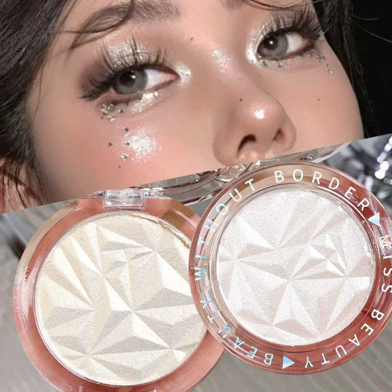 2-kleuren Diamond Highlighter Poederpalet Glitter Gezichtscontour Fleuren Make-up Shimmer Ultreconcentreerde verlichte cosmetica