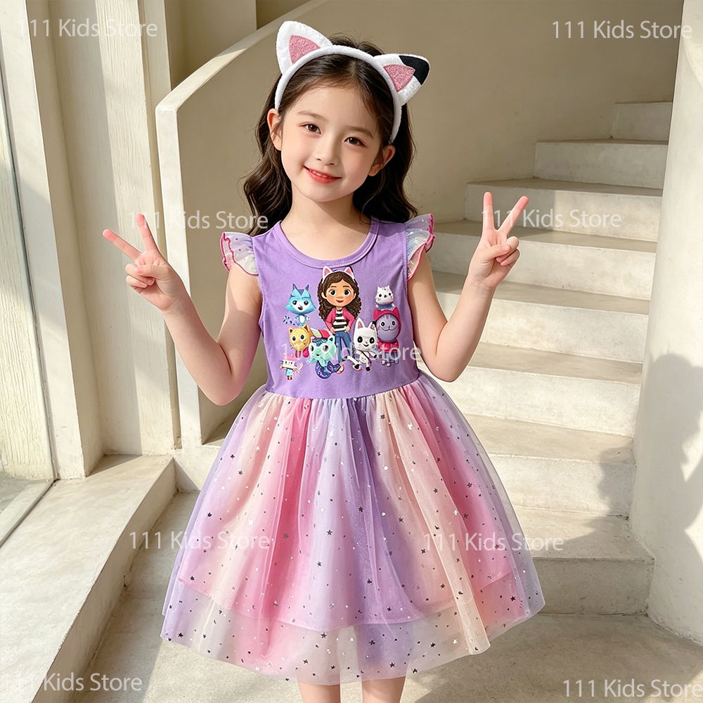 Novo Vestido Casual de Verão 2026 para Meninas, Vestido Gabys com Faixa de Cabelo, Fantasia Cosplay, Roupa Infantil para Apresentações de Carnaval, Presentes de Aniversário