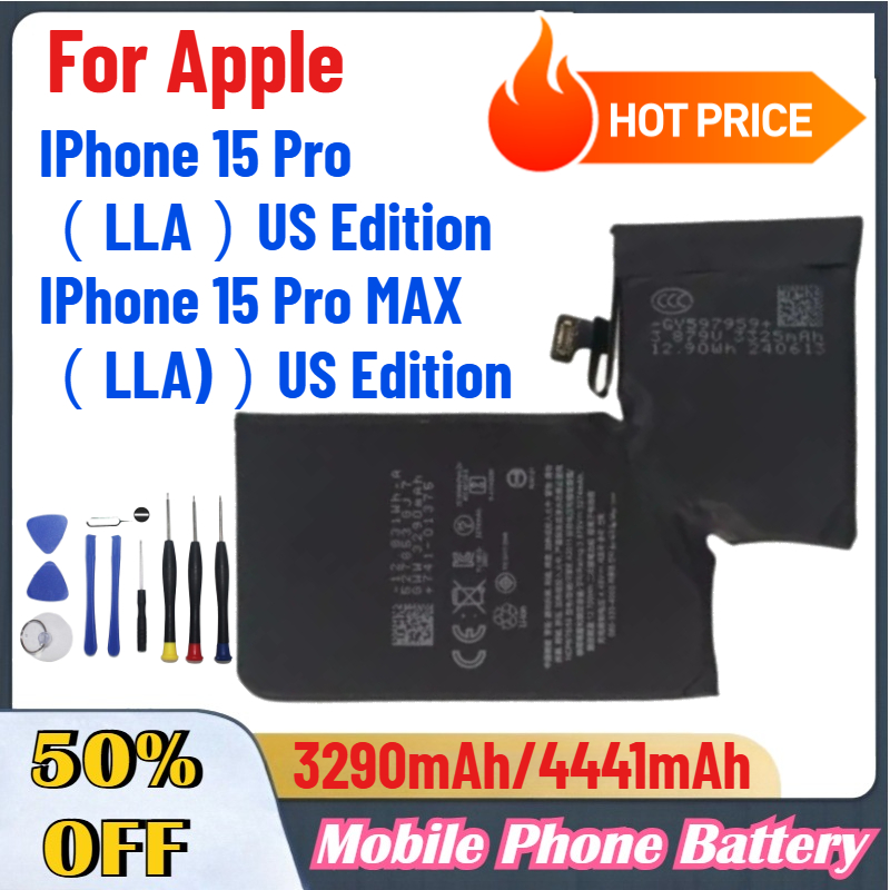 3290 мАч, 4441 мАч, сменный аккумулятор для мобильного телефона Apple IPhone 15 Pro (LLA) US Edition 15 Pro MAX (LLA) US Edition с инструментами