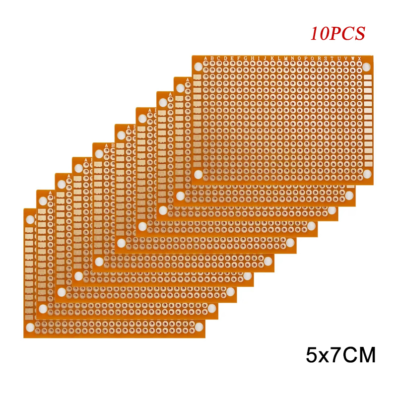 10PCS Placas de Circuito Impresso (PCB) Amarelas de 5x7CM (5*7CM) para Protoboard, Unilateral, Universal, 1.2MM de Espessura, Kit DIY
