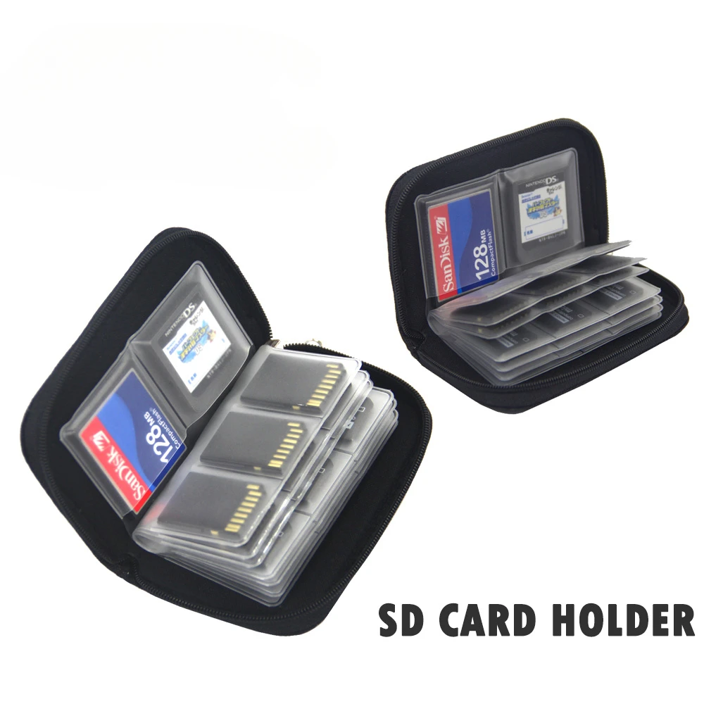 Bolsa de armazenamento para cartão de memória, estojo de transporte, carteira com 22 espaços para cf/sd/micro sd/sdhc/ms/ds, acessórios de jogo, caixa de cartão de memória